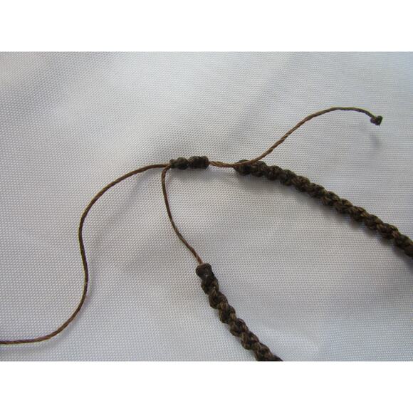 Brown Macrame Beaded Silver Tone Spacer Choker Necklace Aztec Boho Pendant - Picture 3 of 6